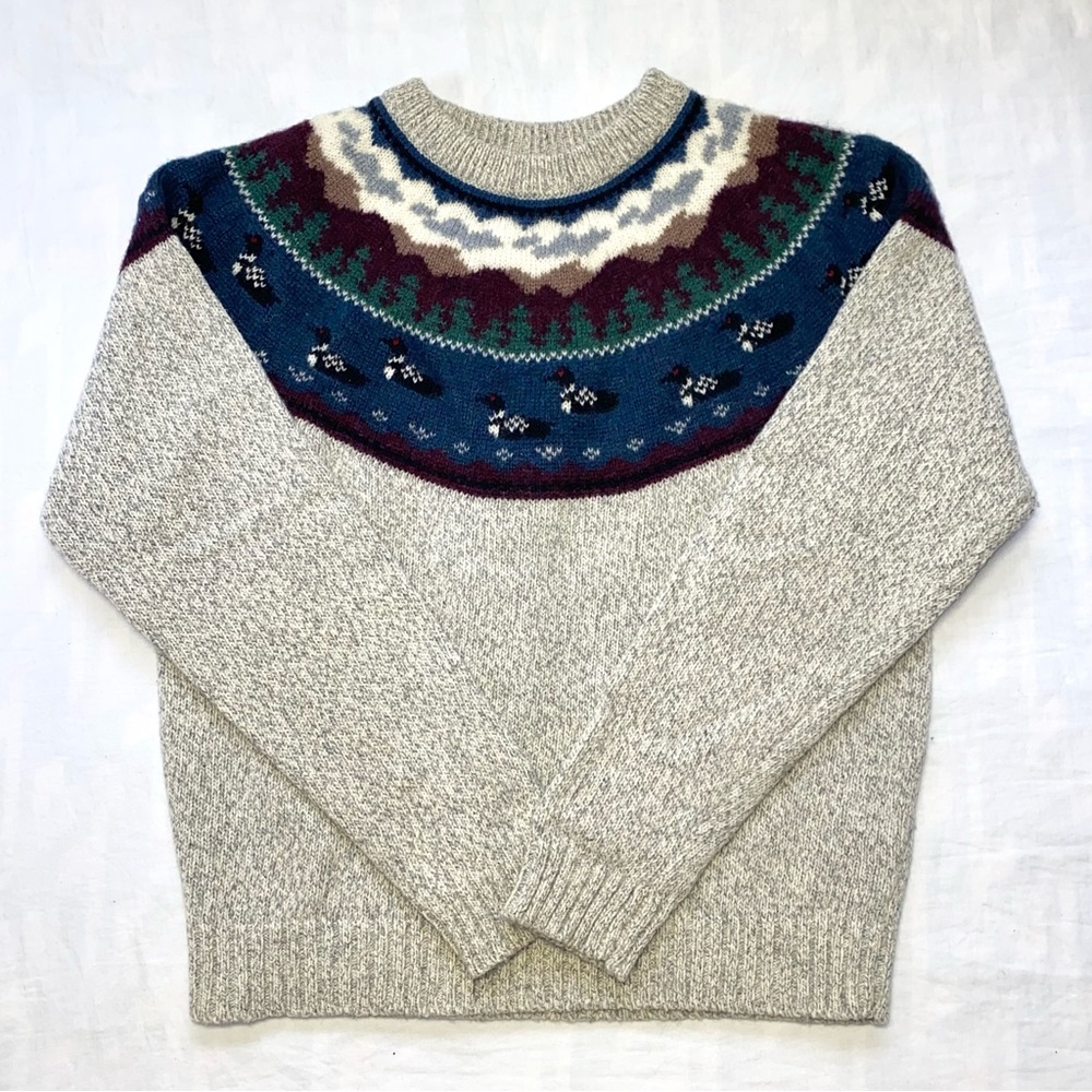 Woolrich Women’s Icelandic Yoke Sweater Nordic Apres Ski Winter Birds